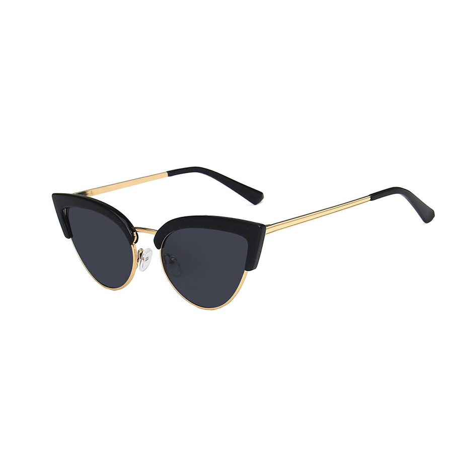 Retro Streetwear Solid Color Pc UV400 Cat Eye Half Frame Women's Sunglasses display picture 4
