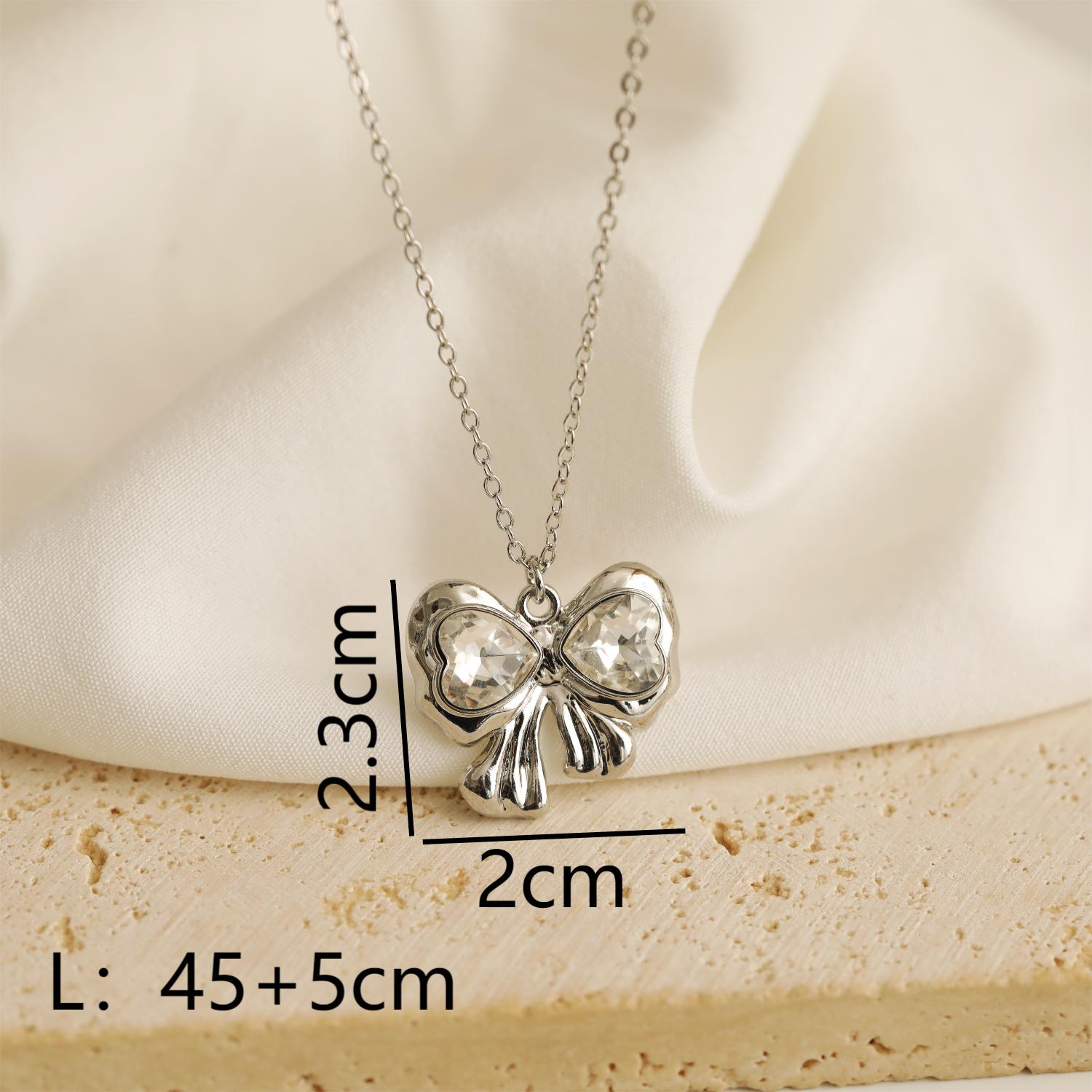 Wholesale Jewelry Y2K IG Style Bow Knot Heart Shape Alloy Copper 18K Gold Plated Pendant Necklace display picture 4