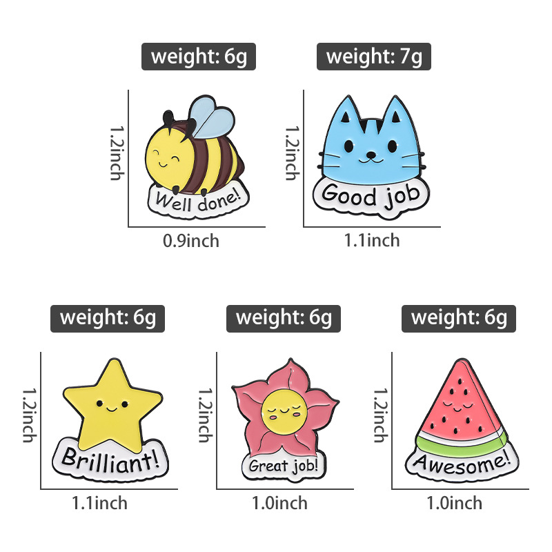 Cartoon Style Cute Sweet Star Bee Watermelon Alloy Plating Unisex Brooches display picture 1