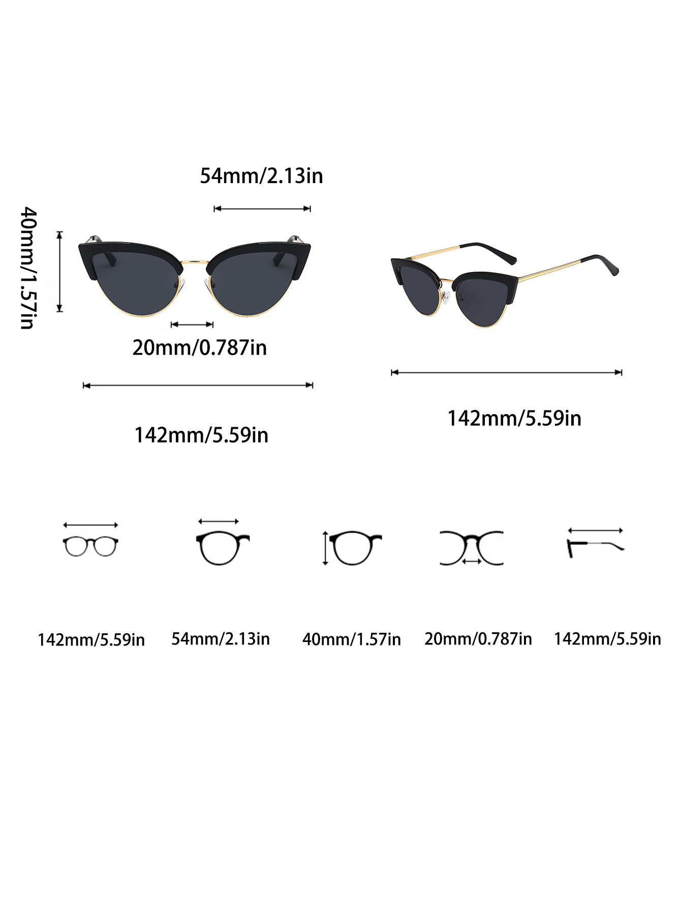 Retro Streetwear Solid Color Pc UV400 Cat Eye Half Frame Women's Sunglasses display picture 5