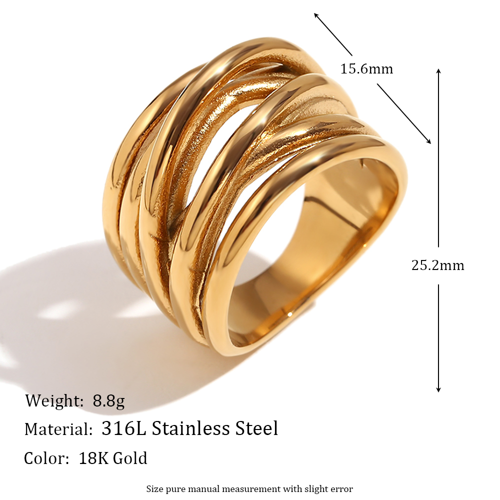 304 Stainless Steel 18K Gold Plated Simple Style Classic Style Solid Color Rings display picture 2