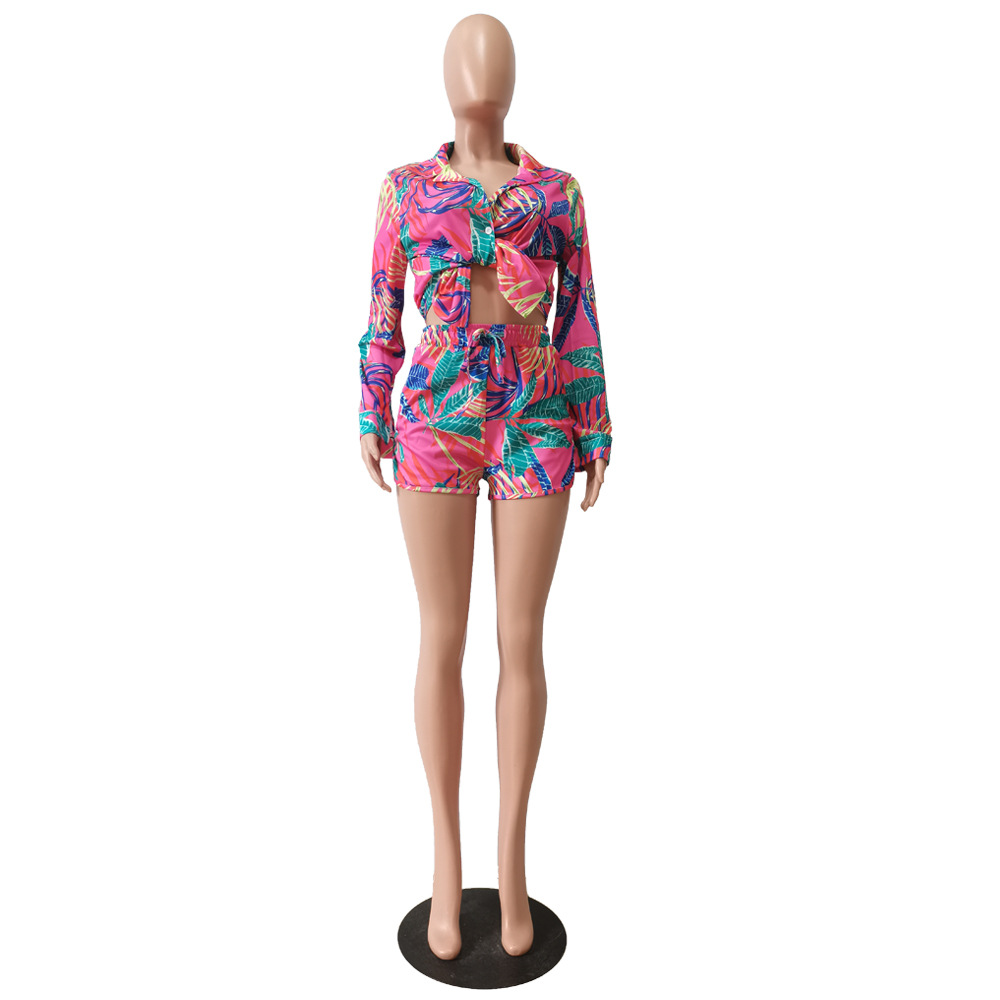 Holiday Daily Women's Hawaiian Tropical Color Block Polyester Shorts Sets Shorts Sets display picture 5