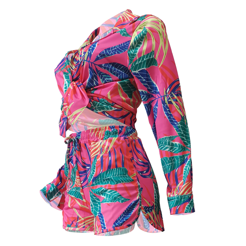 Holiday Daily Women's Hawaiian Tropical Color Block Polyester Shorts Sets Shorts Sets display picture 17