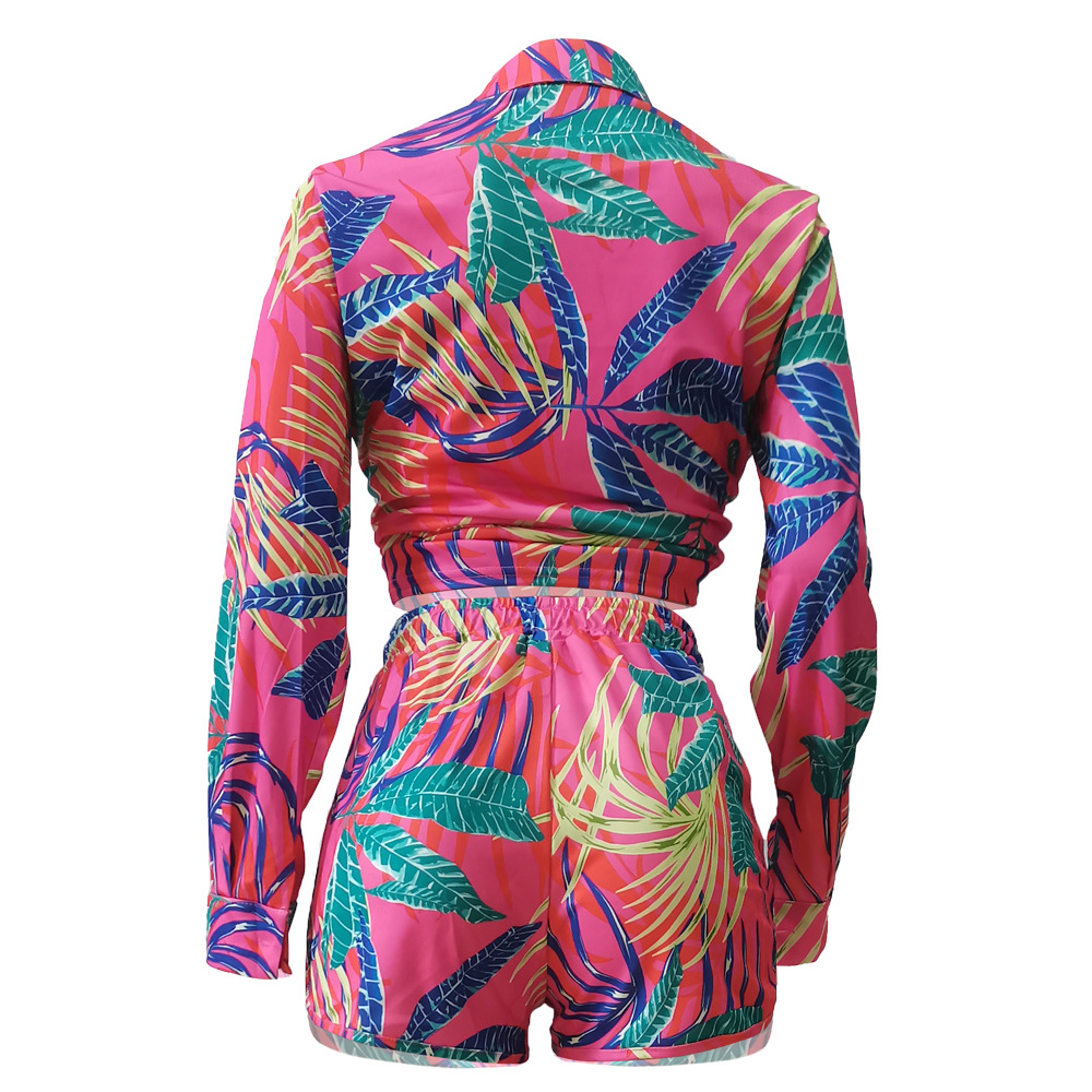Holiday Daily Women's Hawaiian Tropical Color Block Polyester Shorts Sets Shorts Sets display picture 26