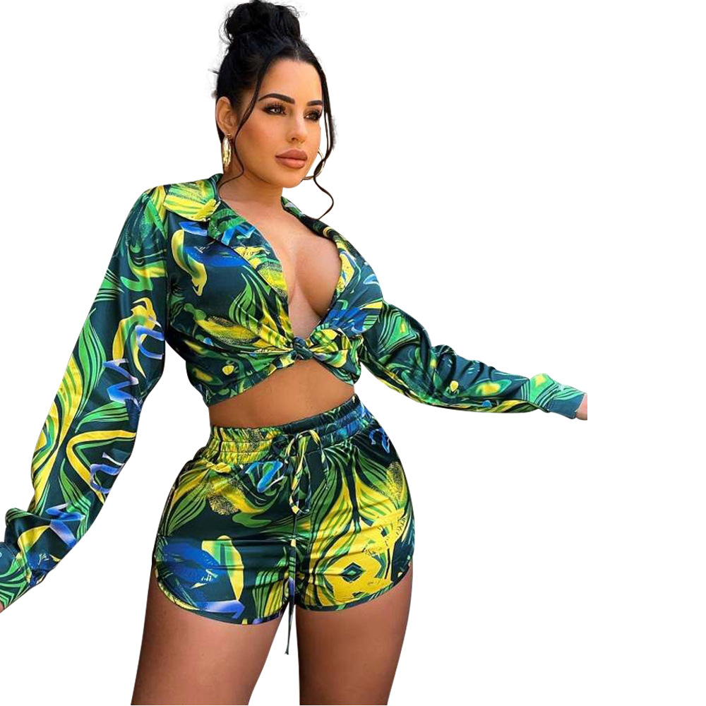 Holiday Daily Women's Hawaiian Tropical Color Block Polyester Shorts Sets Shorts Sets display picture 25