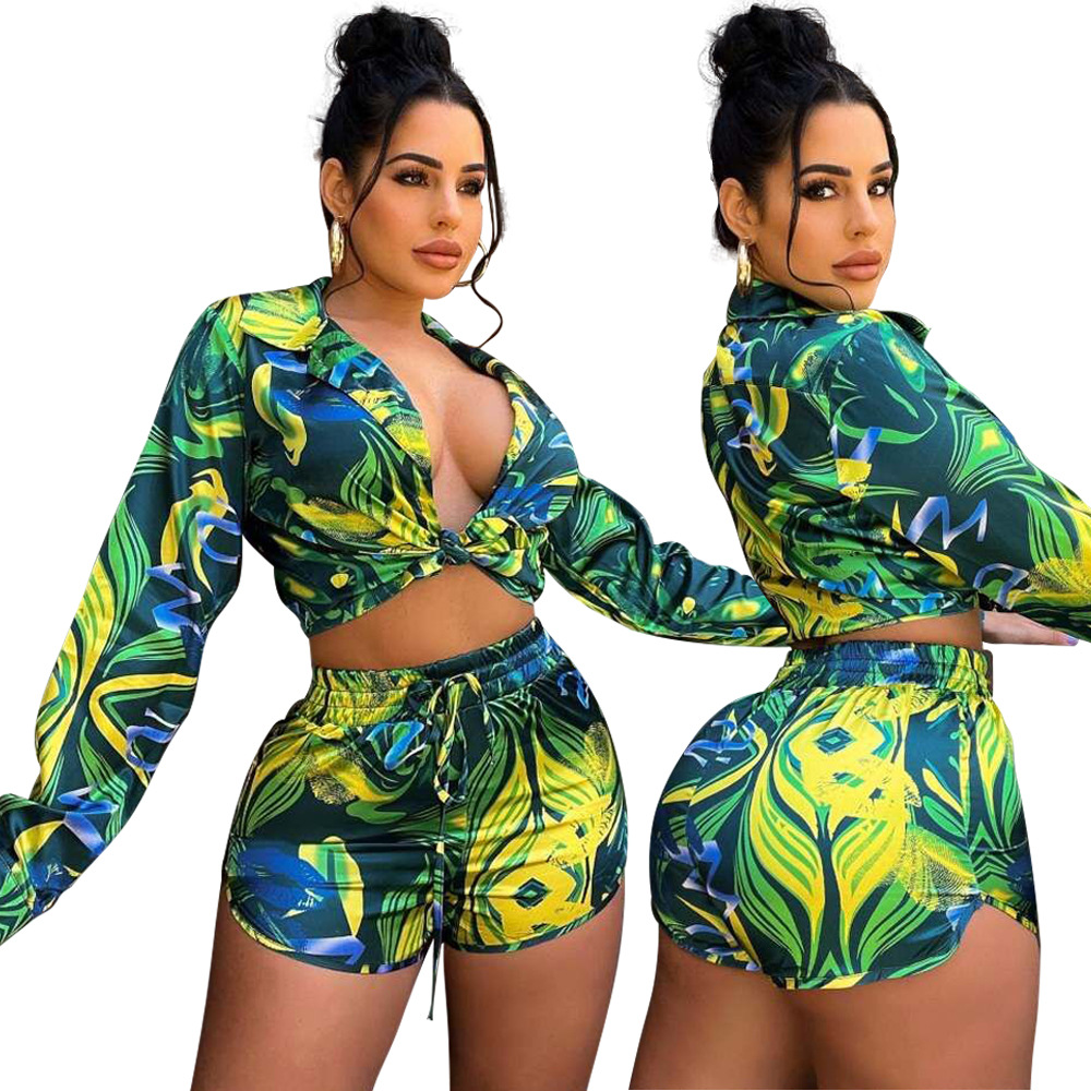 Holiday Daily Women's Hawaiian Tropical Color Block Polyester Shorts Sets Shorts Sets display picture 11