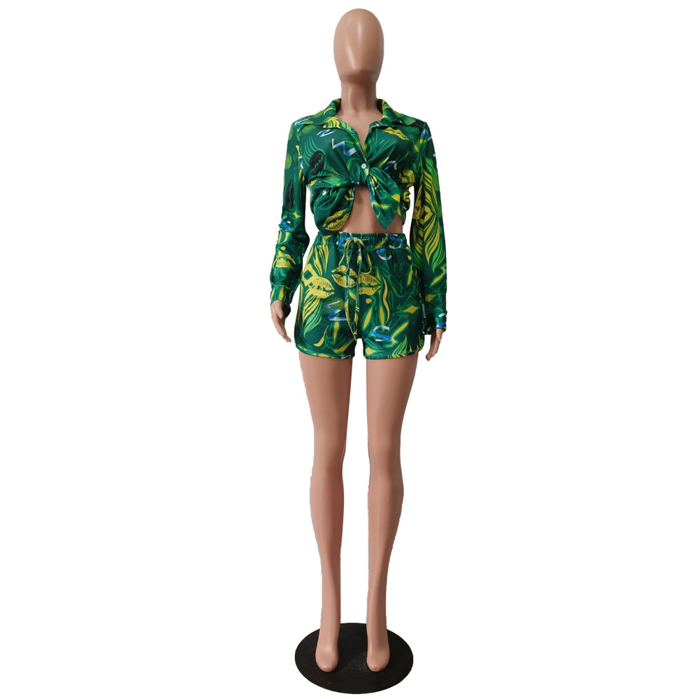 Holiday Daily Women's Hawaiian Tropical Color Block Polyester Shorts Sets Shorts Sets display picture 35
