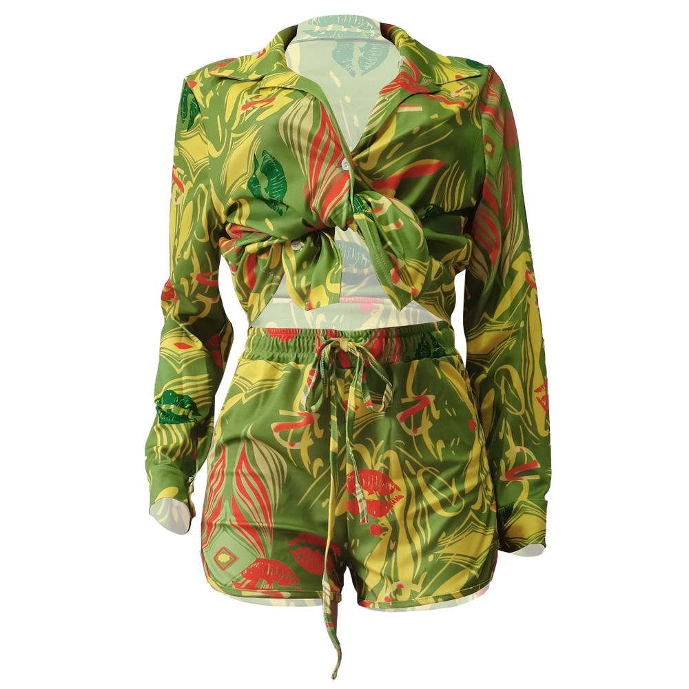 Holiday Daily Women's Hawaiian Tropical Color Block Polyester Shorts Sets Shorts Sets display picture 29