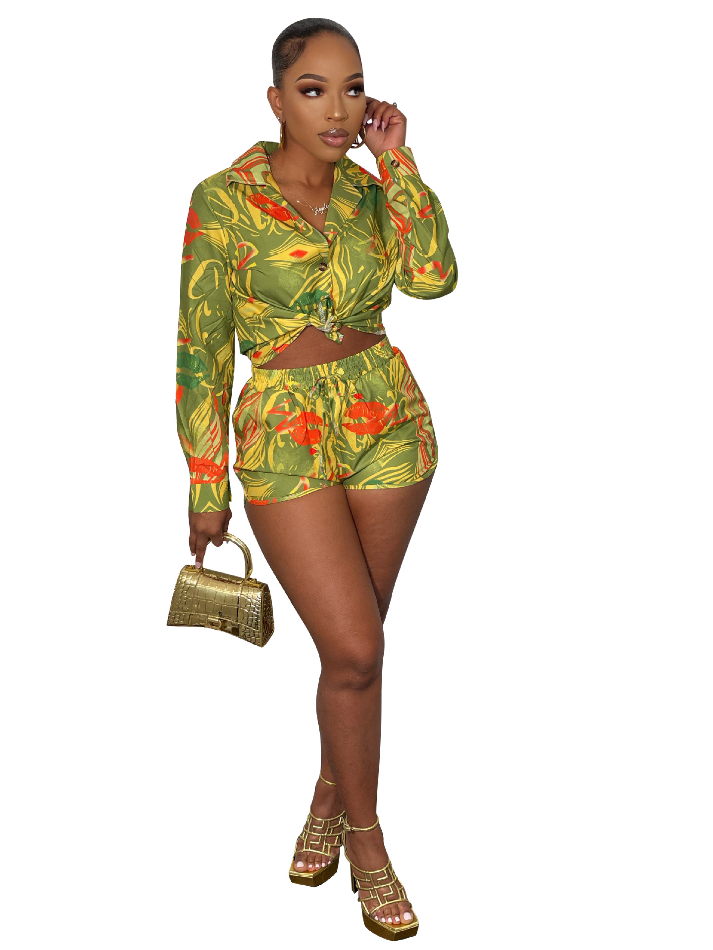 Holiday Daily Women's Hawaiian Tropical Color Block Polyester Shorts Sets Shorts Sets display picture 40