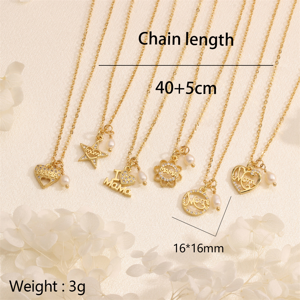 Copper 18K Gold Plated Simple Style Commute Inlay Letter Heart Shape Zircon Pendant Necklace display picture 1