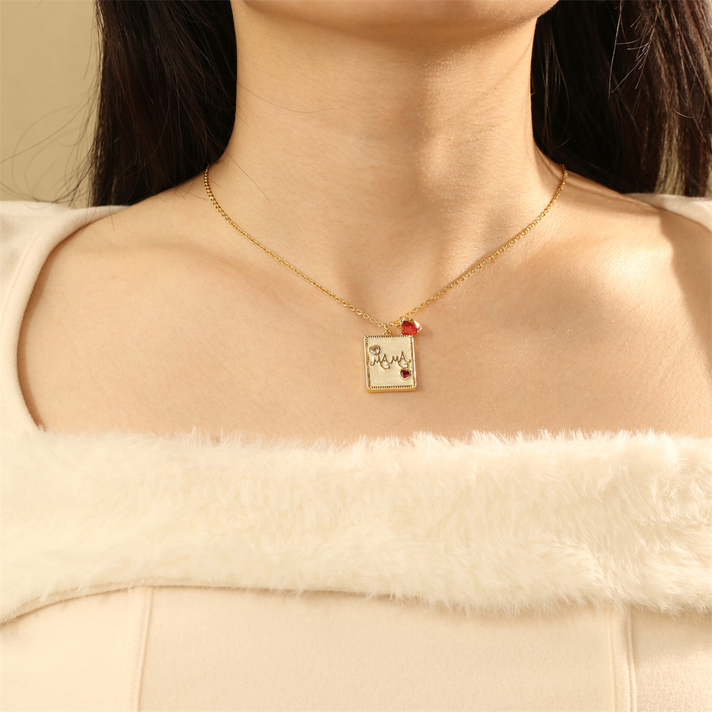 Cobre Chapados en oro de 18k Estilo IG Estilo Simple Embutido Carta Forma De Corazón Circón Collar Colgante display picture 1