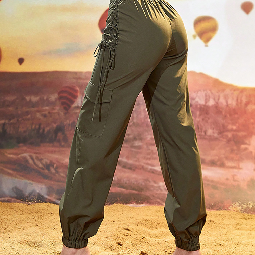 Women's Daily Simple Style Solid Color Full Length Pocket Casual Pants Cargo Pants display picture 5