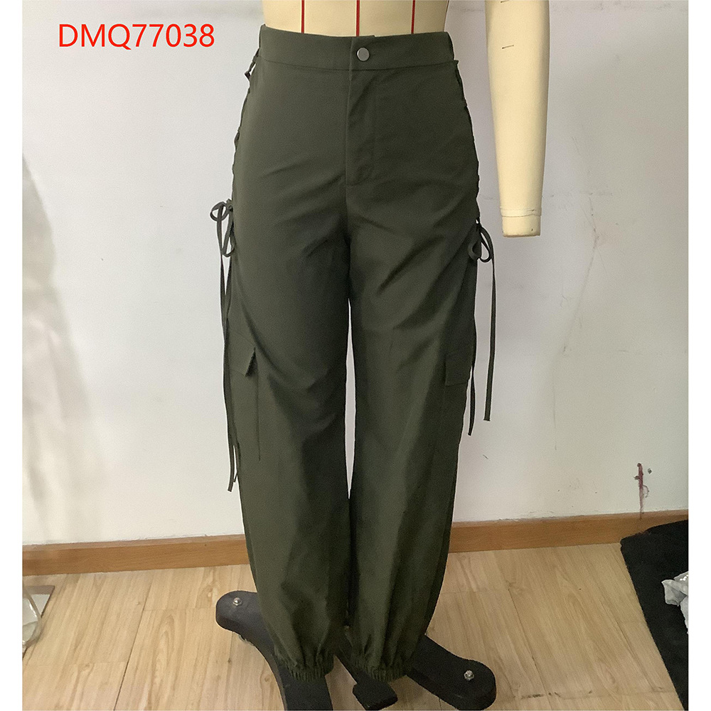 Women's Daily Simple Style Solid Color Full Length Pocket Casual Pants Cargo Pants display picture 6