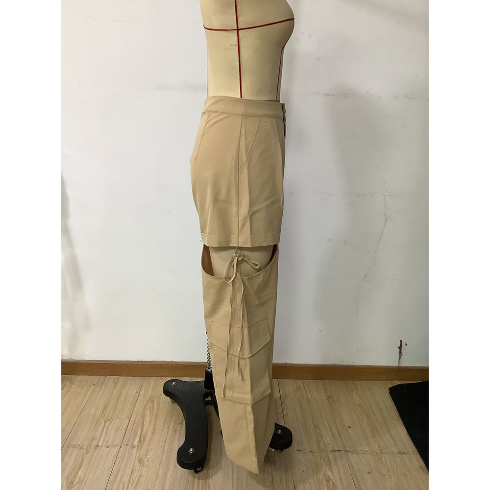 Women's Daily Simple Style Solid Color Full Length Hollow Out Casual Pants Cargo Pants display picture 7
