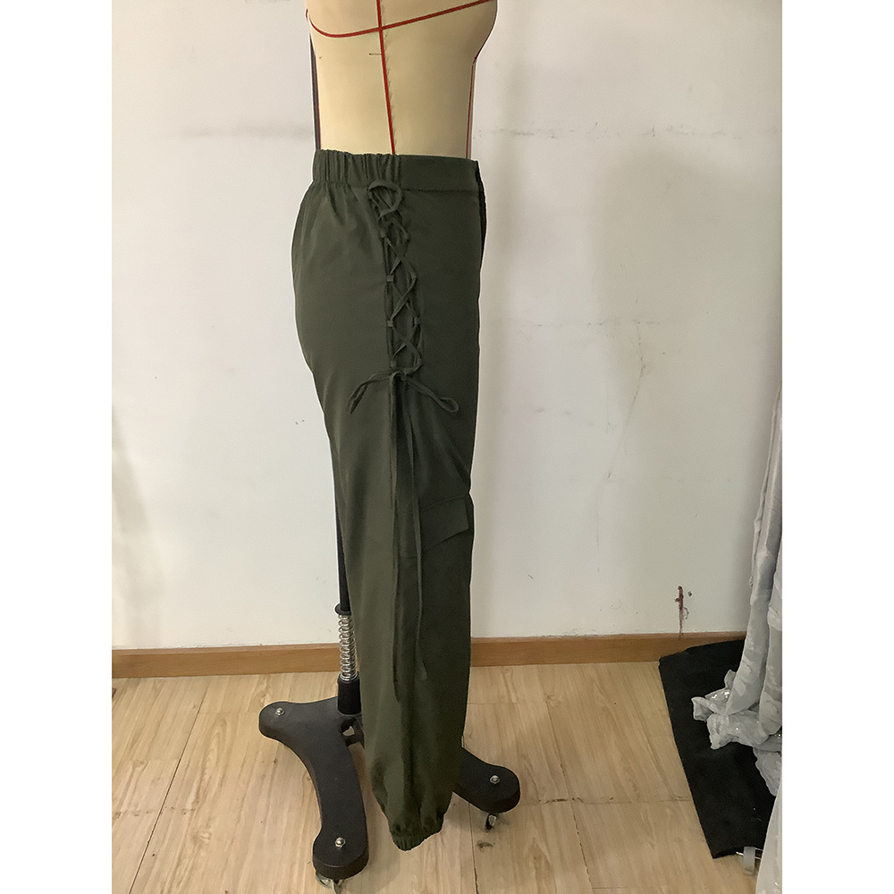Women's Daily Simple Style Solid Color Full Length Pocket Casual Pants Cargo Pants display picture 7