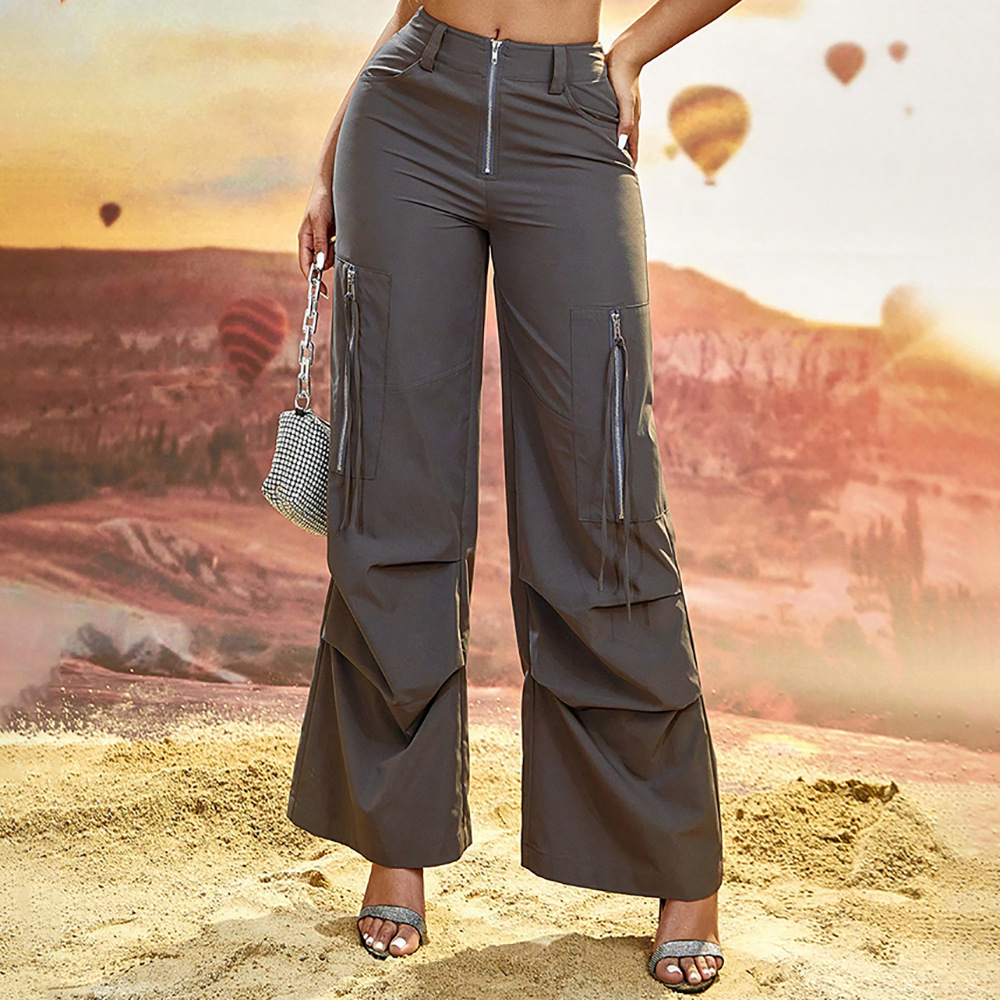 Women's Holiday Daily Simple Style Solid Color Full Length Pocket Casual Pants Cargo Pants display picture 2