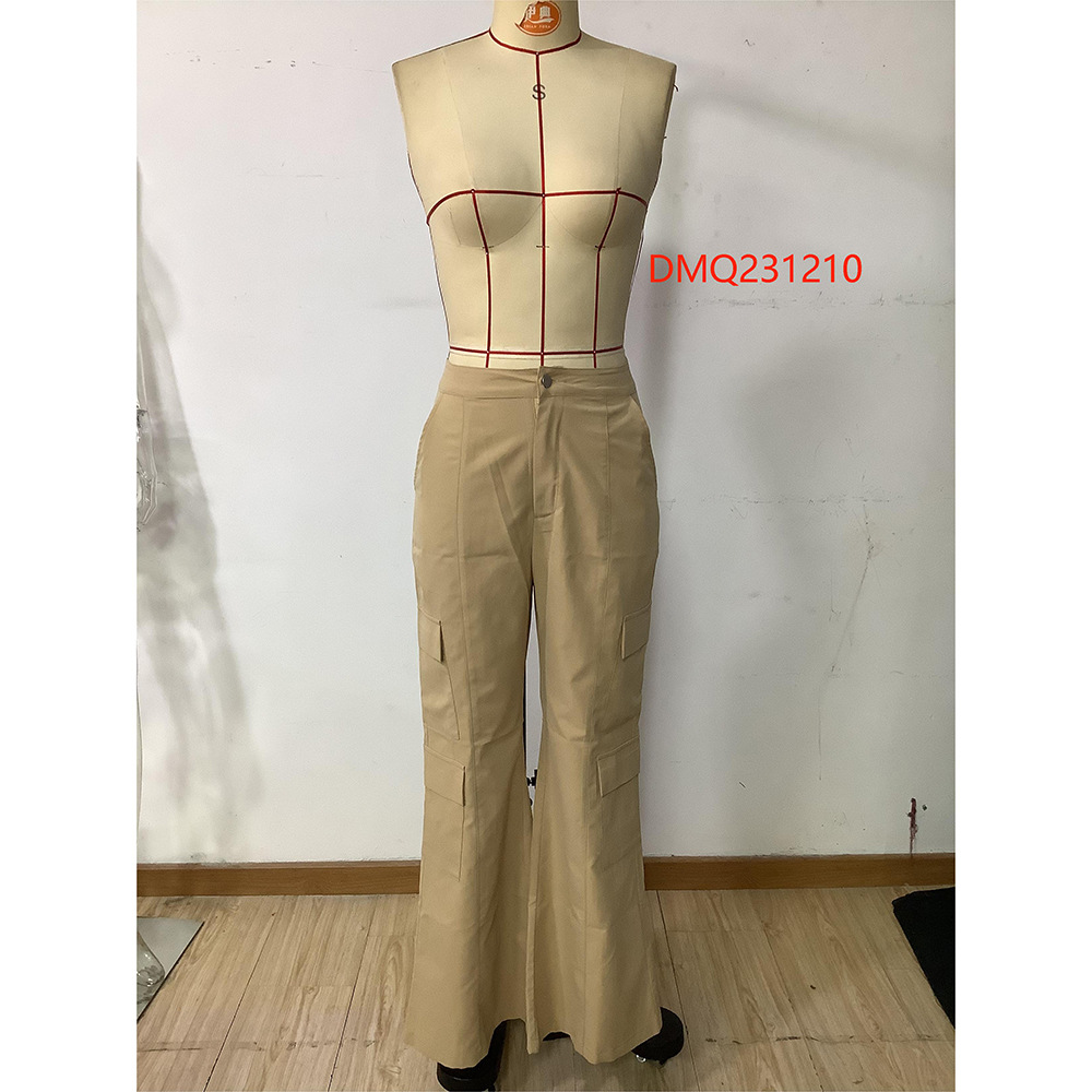 Women's Holiday Daily Simple Style Solid Color Full Length Pocket Casual Pants Cargo Pants display picture 4