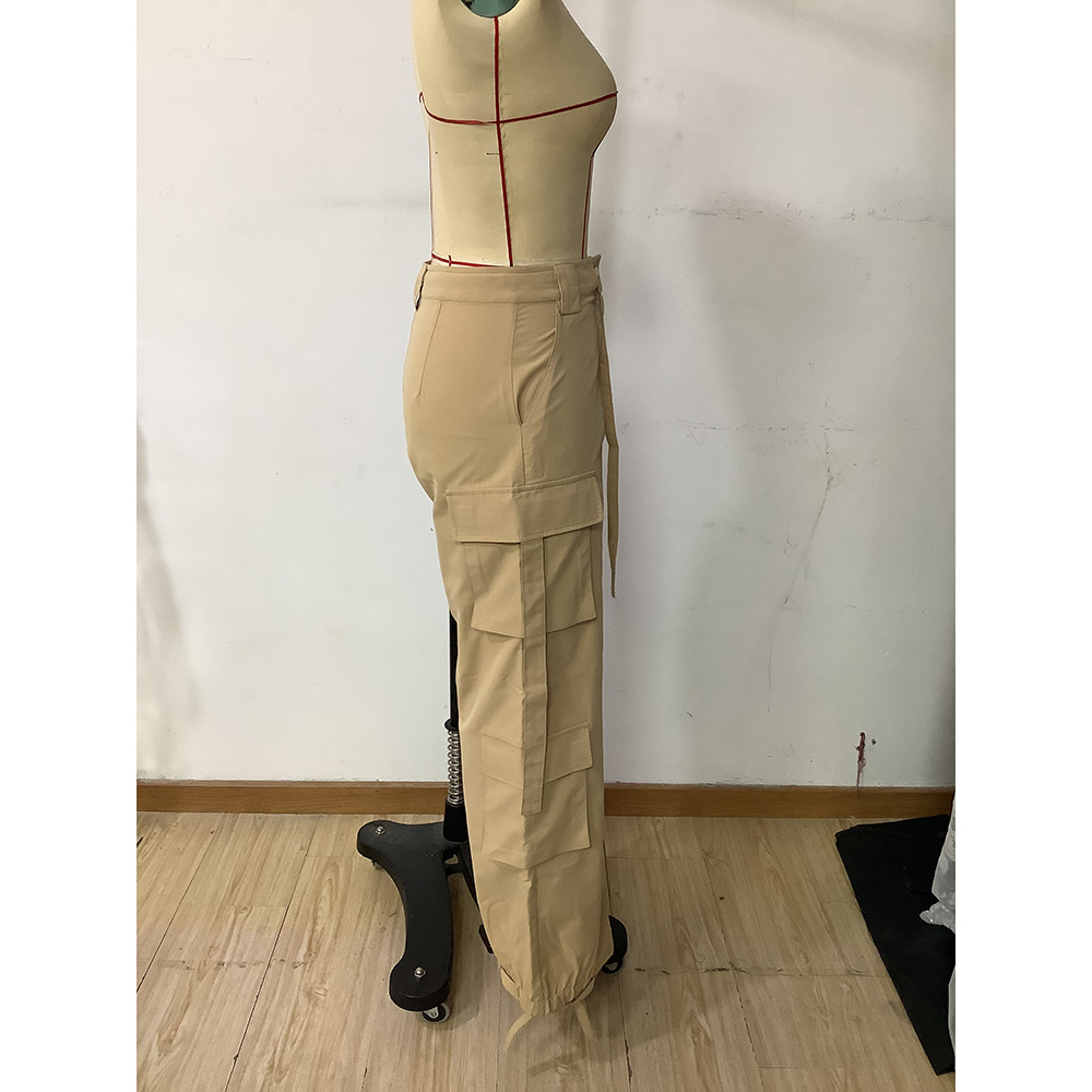 Women's Daily Simple Style Solid Color Full Length Distressed Non-Ironing Treatment Casual Pants Cargo Pants display picture 5