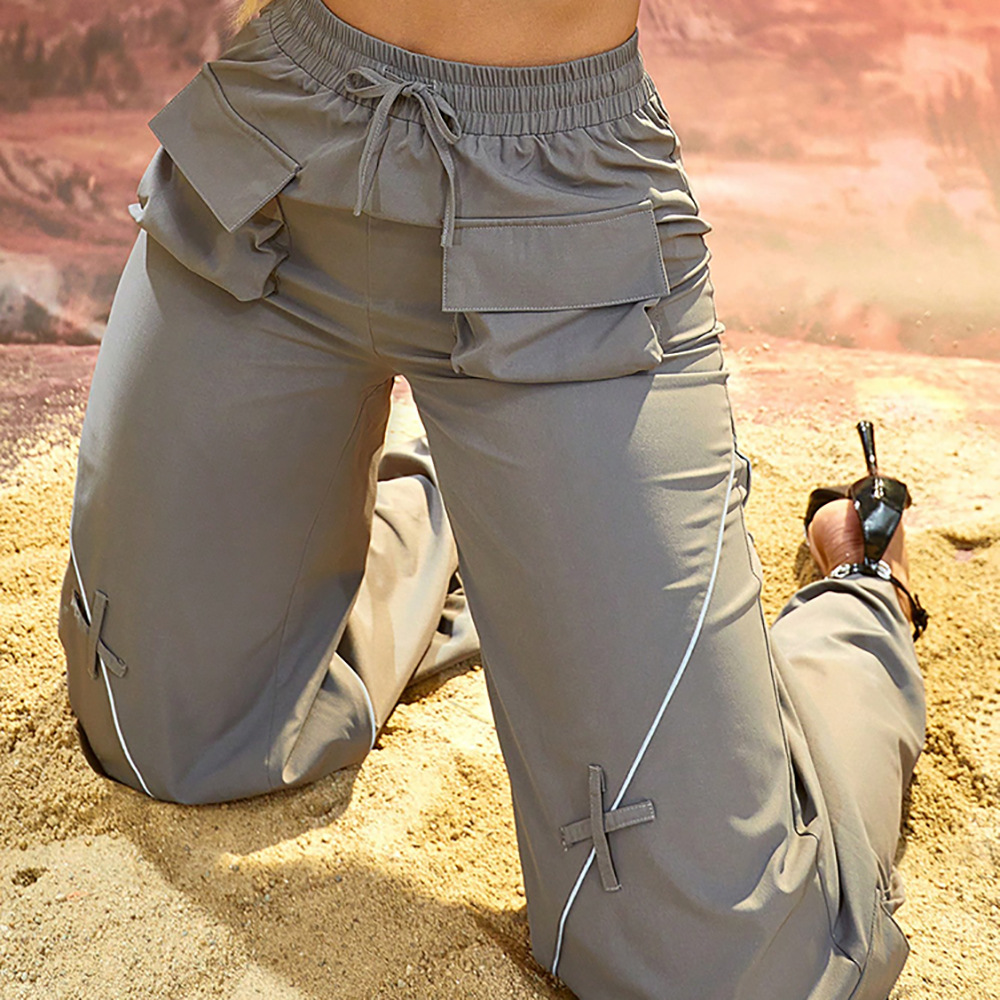 Women's Daily Simple Style Solid Color Full Length Multiple Pockets Casual Pants Cargo Pants display picture 4