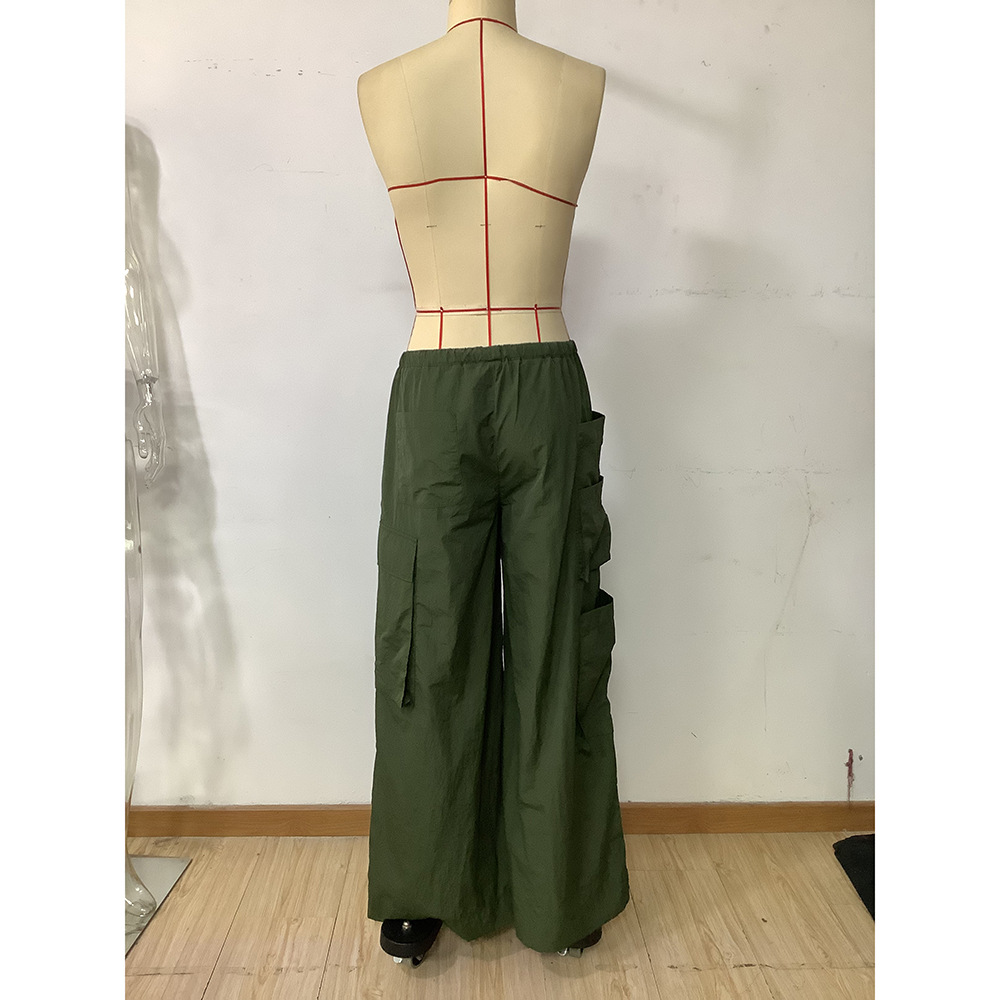 Women's Holiday Daily Simple Style Solid Color Full Length Pocket Casual Pants Cargo Pants display picture 8