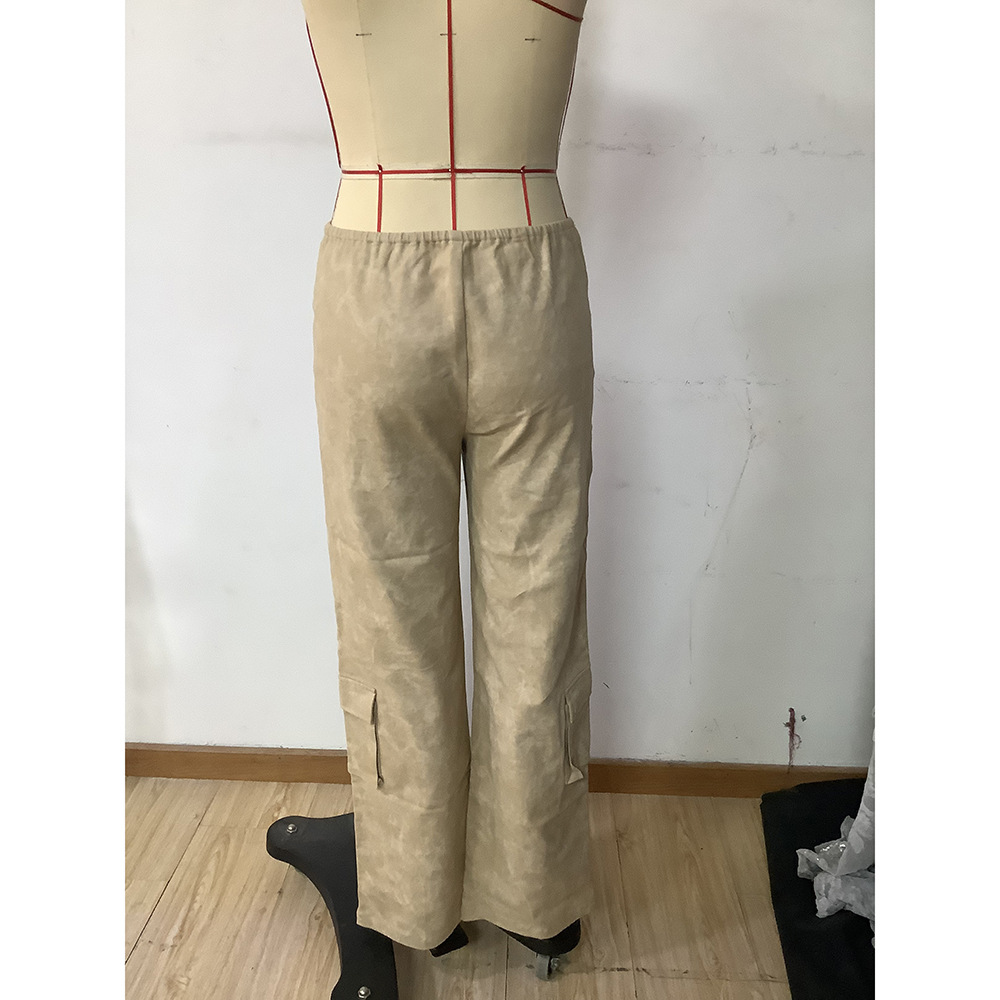 Femmes Du Quotidien Style Simple Couleur Unie Toute La Longueur Non-Repassage Traitement Fermeture Éclair Pantalons Décontractés Pantalon Cargo display picture 6