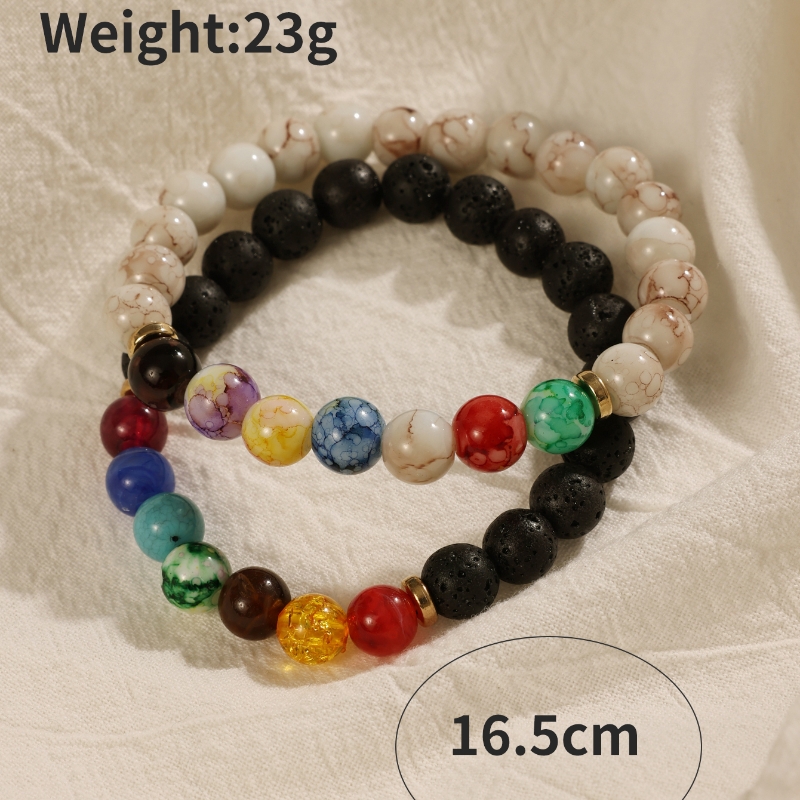 Básico Estilo Étnico Estilo Moderno Ronda Corona Arílico Roca Volcánica Vidrio Con Cuentas Unisexo Pulsera display picture 3