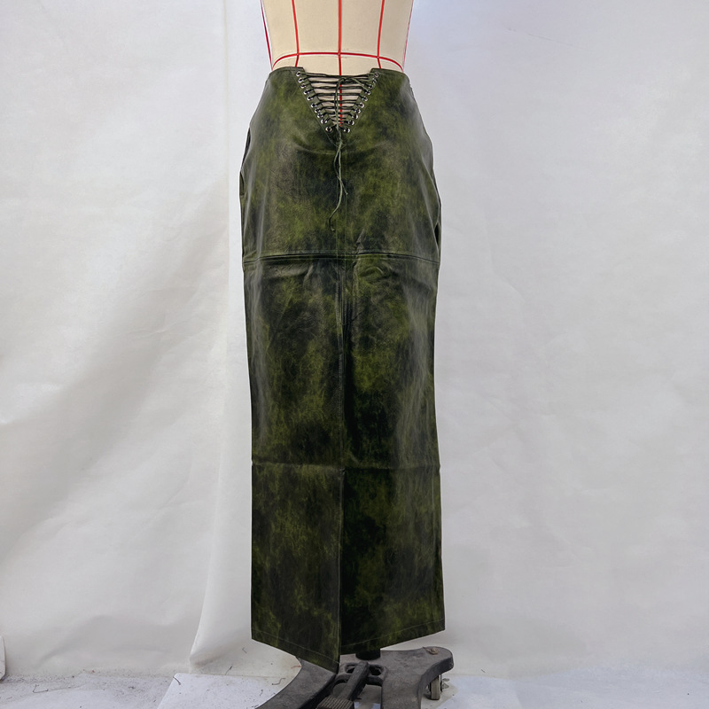L'Été Vêtement De Rue Bloc De Couleur Pu Polyester Robe Mi-Longue Jupes display picture 6