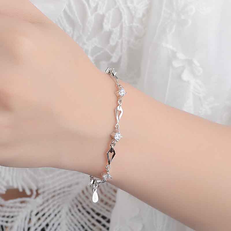 Copper White Gold Plated Basic Lady Classic Style Inlay Geometric Waves Zircon Bracelets display picture 2