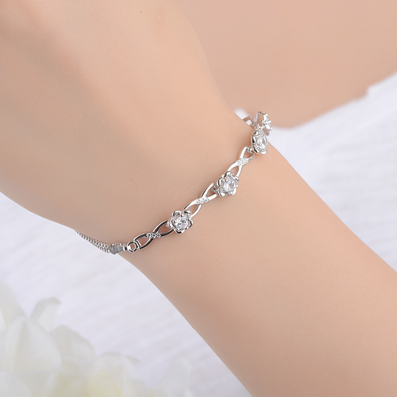 Copper Basic Modern Style Classic Style Inlay Flower Zircon Bracelets display picture 1