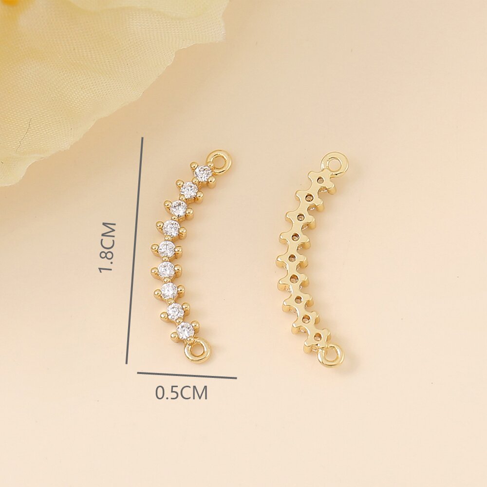 1 Piece 18 * 5mm Copper Zircon 18K Gold Plated White Gold Plated Curve Long Strip Polished Pendant display picture 2