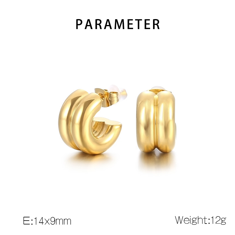 1 Paire Style Simple Couleur Unie Acier Inoxydable 304 Plaqué Or 18K Boucles D'Oreilles display picture 1