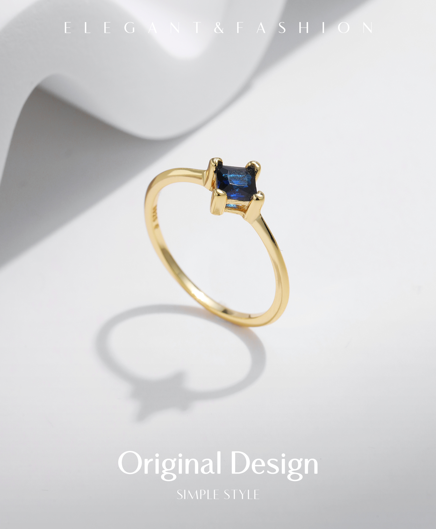 Sterling Silver 14K Gold Plated Simple Style Classic Style Commute Inlay Geometric Zircon Rings display picture 1