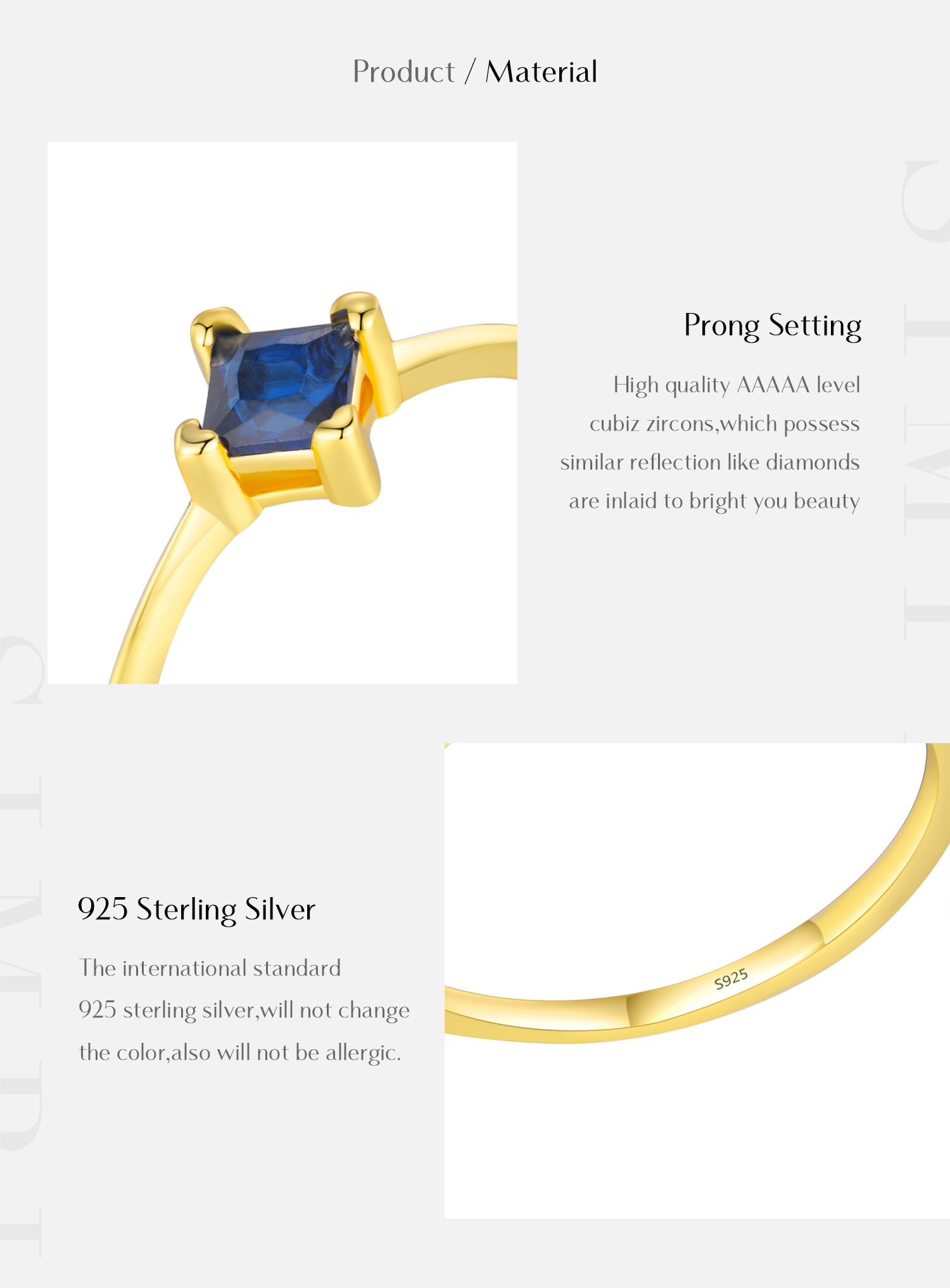 Sterling Silver 14K Gold Plated Simple Style Classic Style Commute Inlay Geometric Zircon Rings display picture 3
