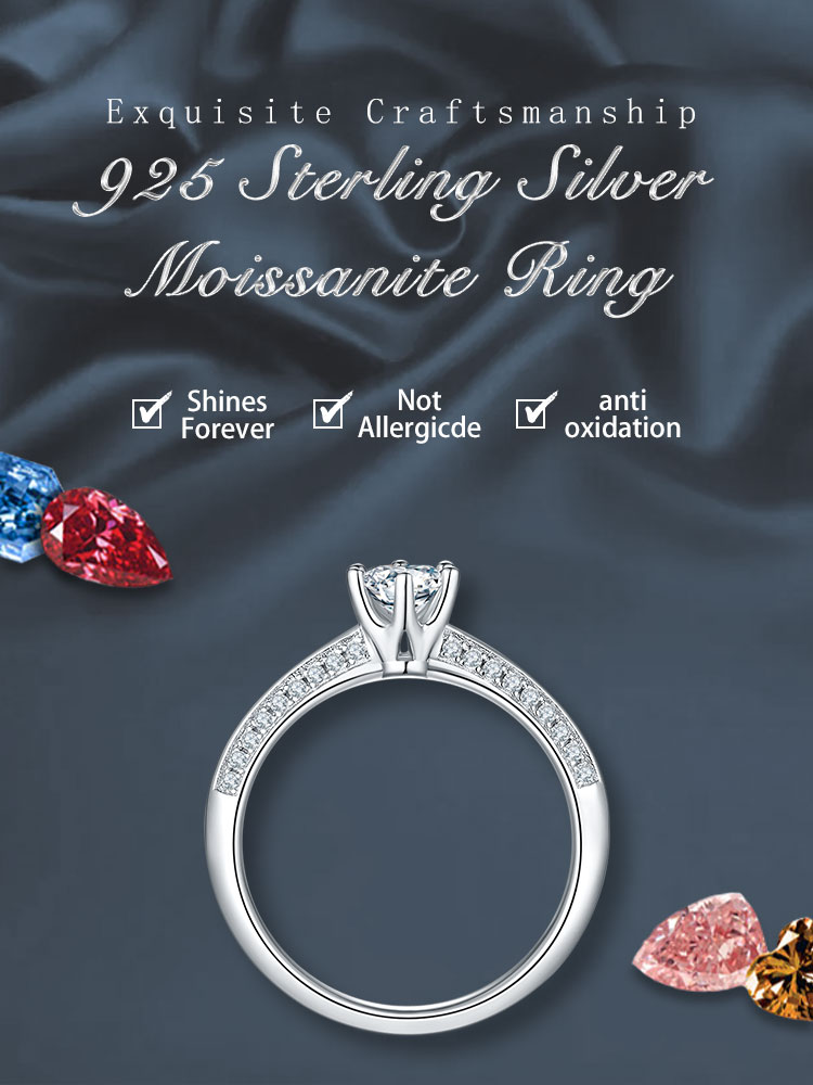 Sterling Silber Elegant Überzug Inlay Geometrisch Im Labor Gezüchtete Diamanten Moissanit Ringe display picture 1