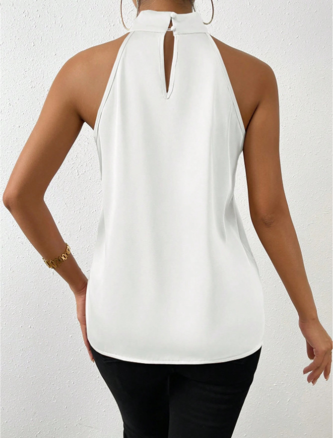 Women's Halter Crisscross Tank Sleeveless Tank Tops Casual Elegant Solid Color display picture 11