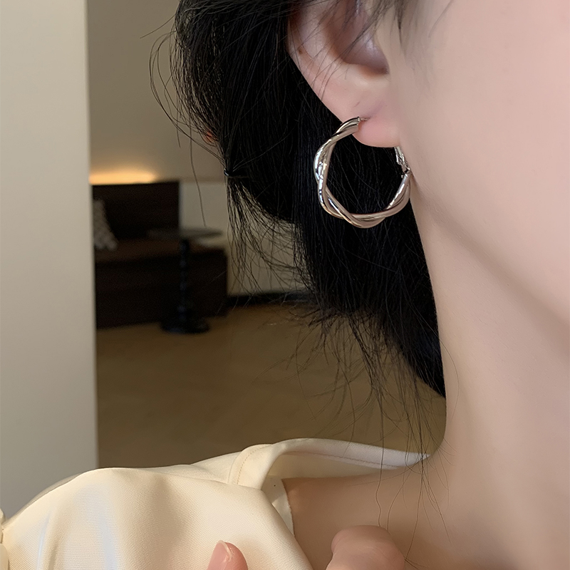 1 Pair Simple Style Solid Color Alloy White Gold Plated Gold Plated Hoop Earrings display picture 3