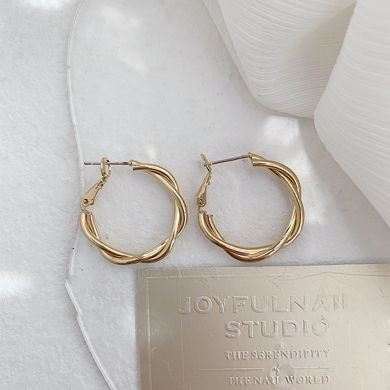 1 Pair Simple Style Solid Color Alloy White Gold Plated Gold Plated Hoop Earrings display picture 6