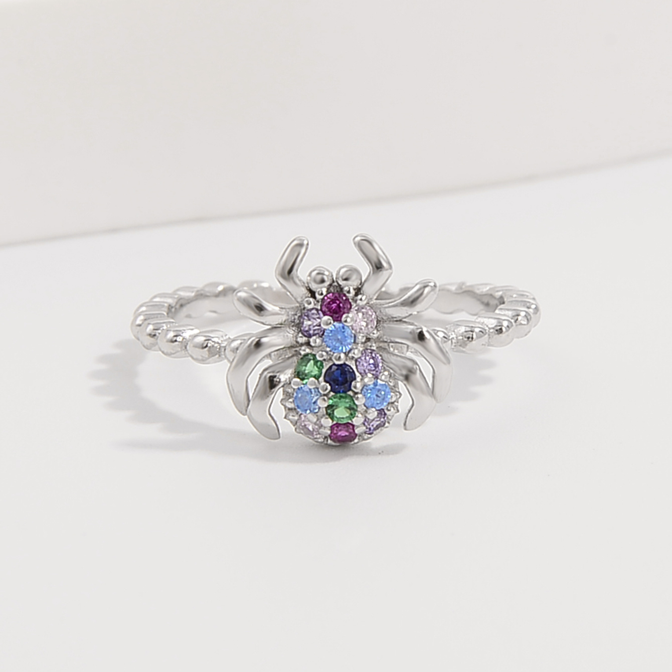 Sterling Silver White Gold Plated Princess Sweet Inlay Beetles Dragonfly Butterfly Zircon Rings display picture 6