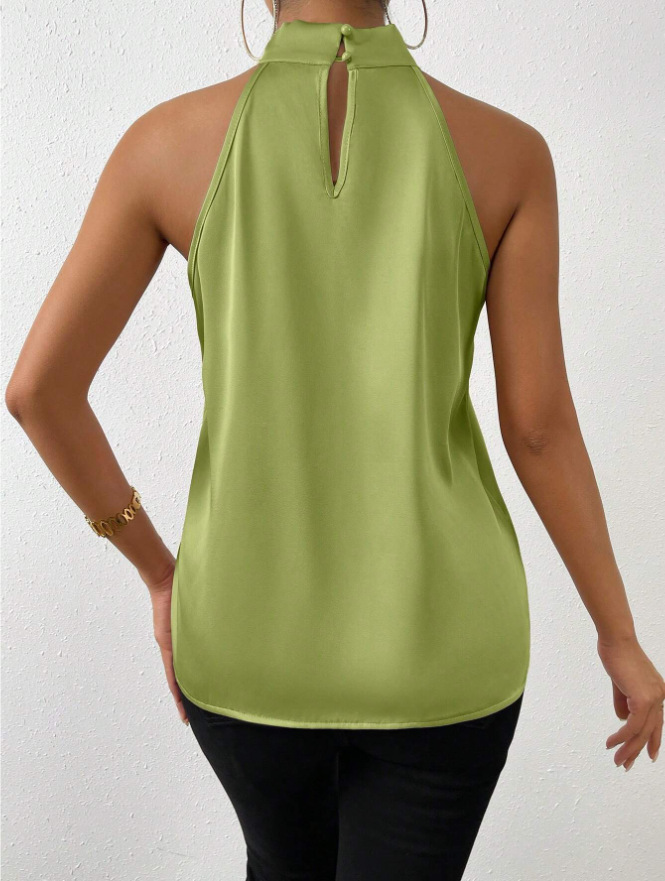 Women's Halter Crisscross Tank Sleeveless Tank Tops Casual Elegant Solid Color display picture 19