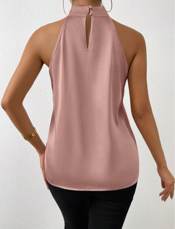 Women's Halter Crisscross Tank Sleeveless Tank Tops Casual Elegant Solid Color display picture 42