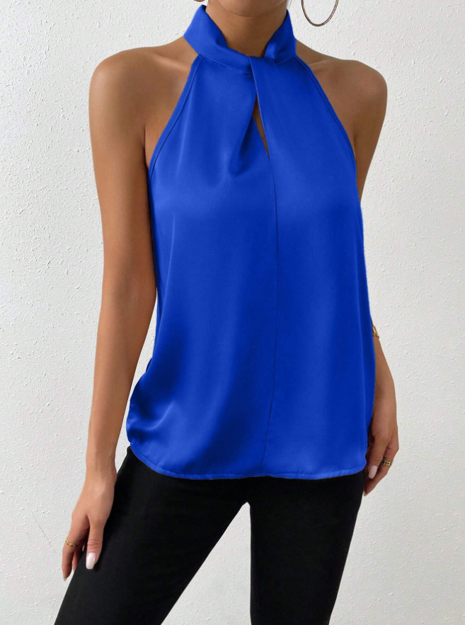 Women's Halter Crisscross Tank Sleeveless Tank Tops Casual Elegant Solid Color display picture 37
