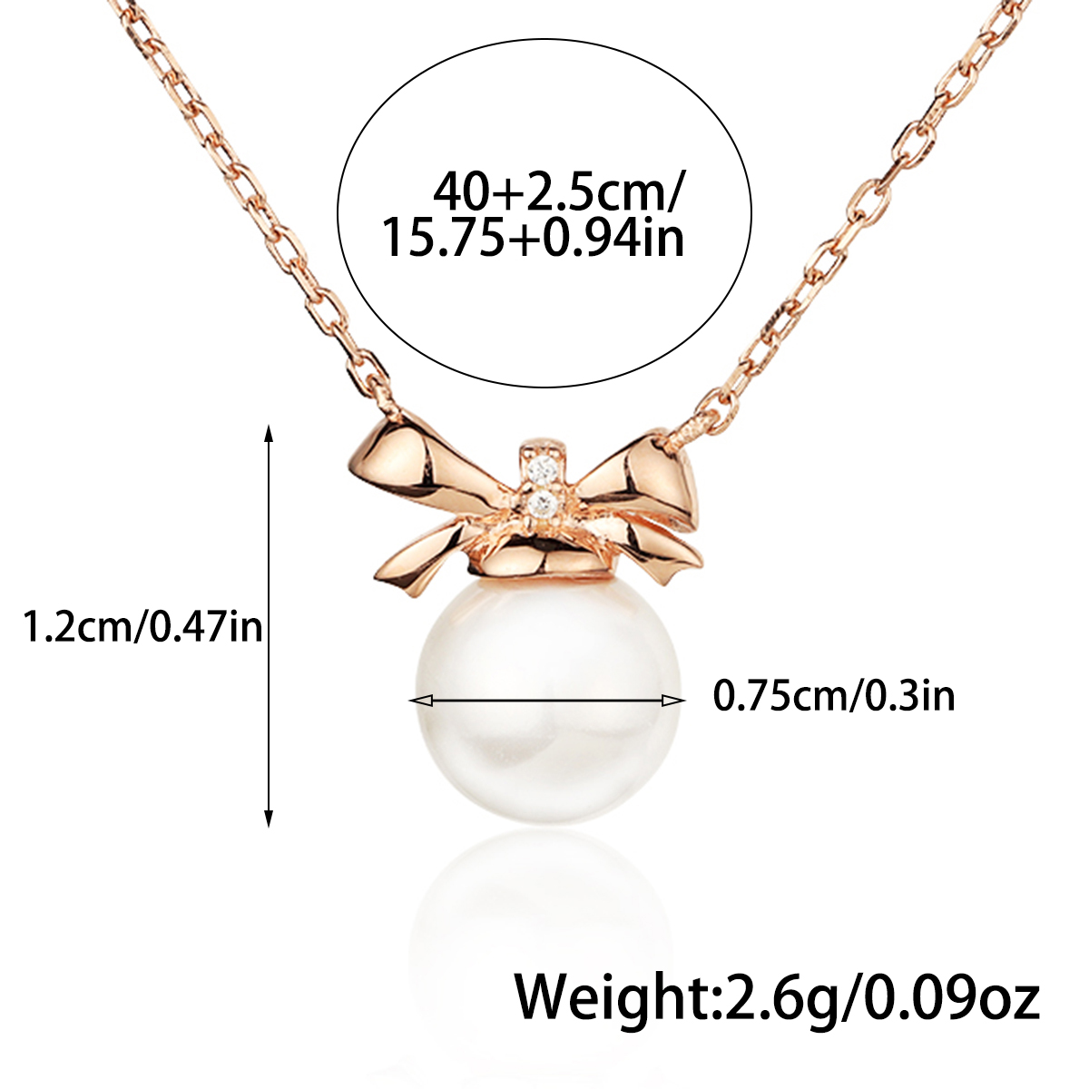 Sterling Silver Rose Gold Plated Elegant Inlay Bow Knot Pearl Pendant Necklace display picture 1
