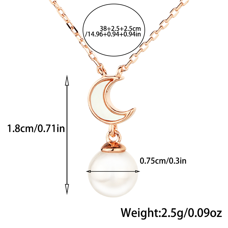 Sterling Silber Rosengoldbeschichtet Elegant Einfacher Stil Inlay Mond Perle Halskette Mit Anhänger display picture 1
