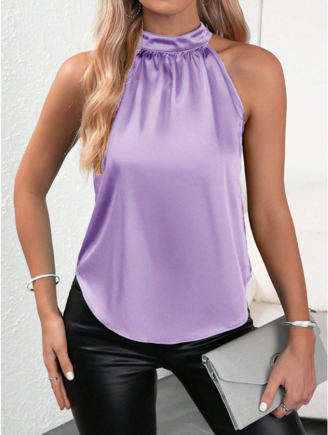 Women's Halter Crisscross Tank Tank Tops Elegant Simple Style Solid Color display picture 10