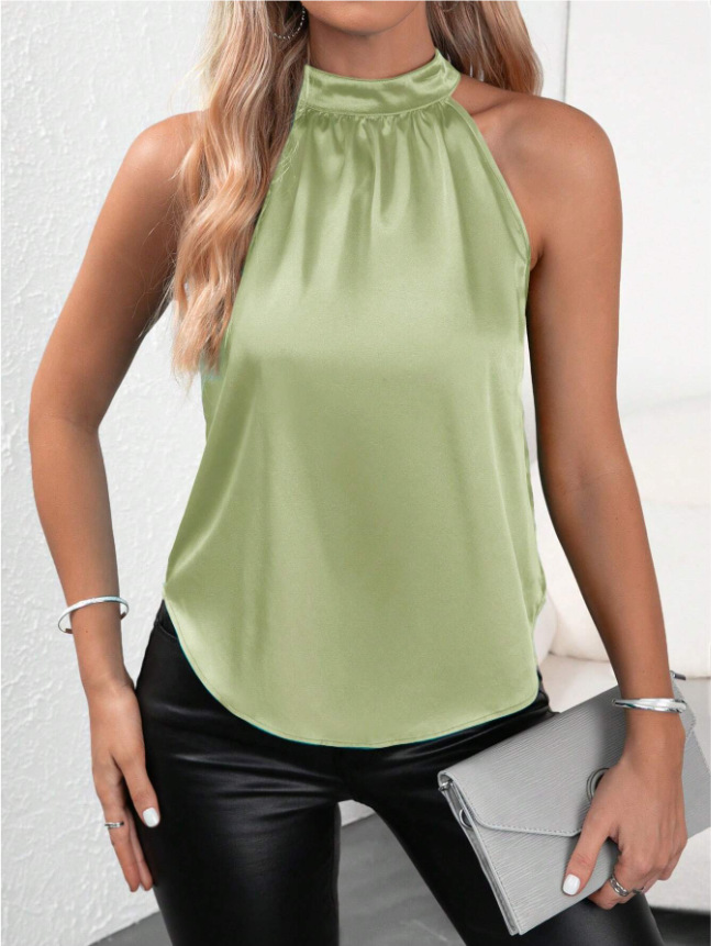Women's Halter Crisscross Tank Tank Tops Elegant Simple Style Solid Color display picture 13