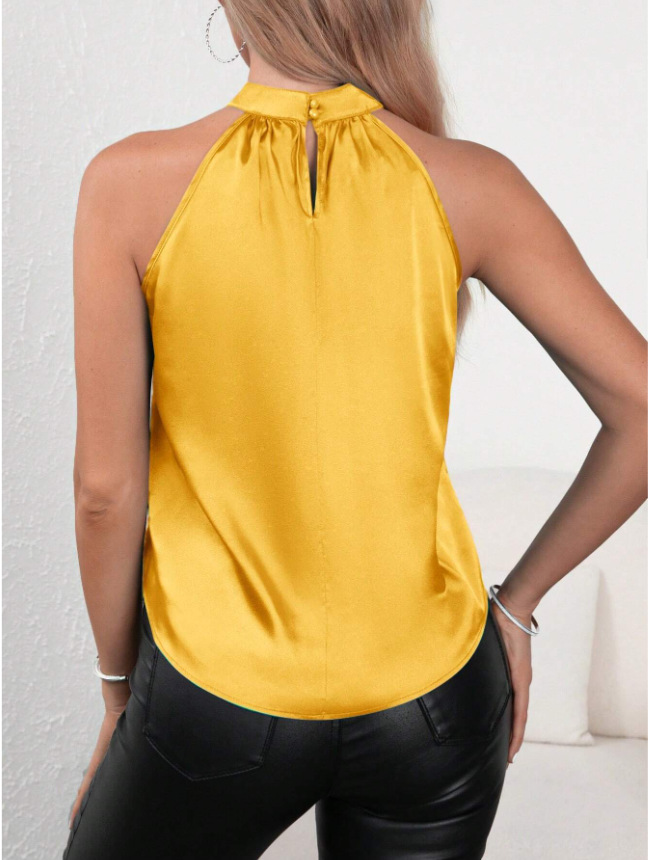 Women's Halter Crisscross Tank Tank Tops Elegant Simple Style Solid Color display picture 18