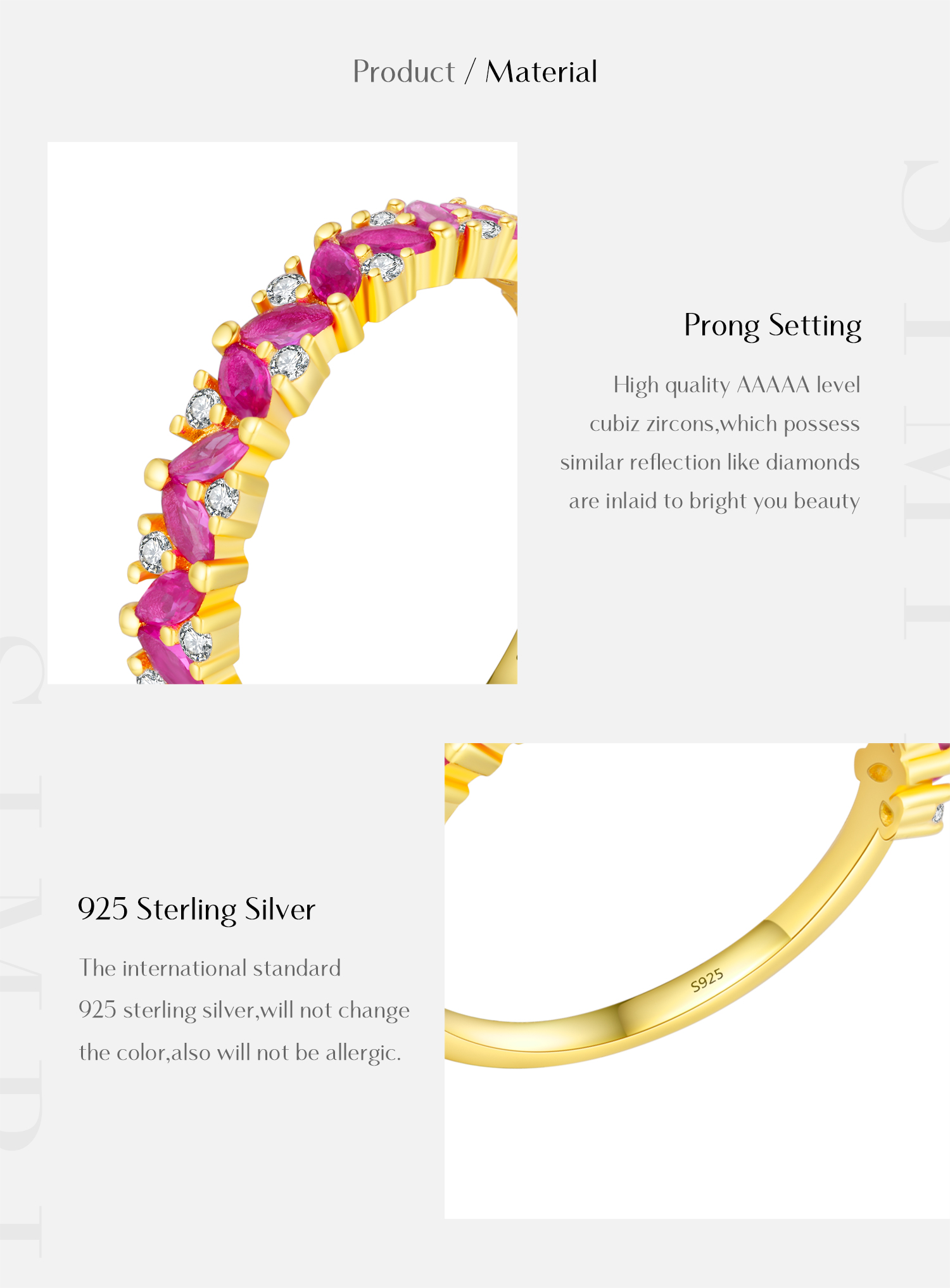 Sterling Silber 14 Karat Vergoldet IG-Stil Einfacher Stil Glänzend Inlay Geometrisch Zirkon Ringe display picture 3