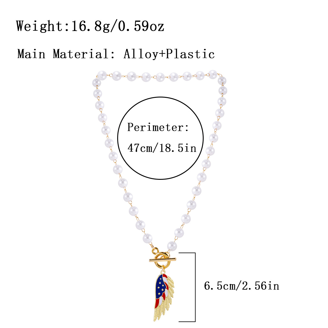 Wholesale Jewelry Simple Style Classic Style American Flag Wings Alloy Gold Plated Silver Plated Pendant Necklace display picture 1