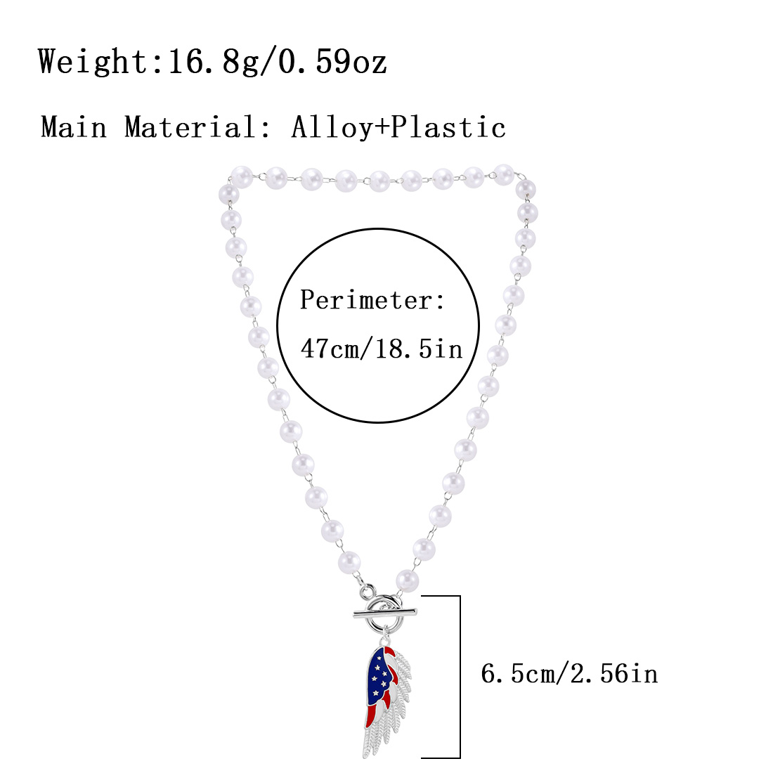 Wholesale Jewelry Simple Style Classic Style American Flag Wings Alloy Gold Plated Silver Plated Pendant Necklace display picture 7