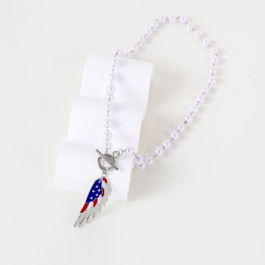 Wholesale Jewelry Simple Style Classic Style American Flag Wings Alloy Gold Plated Silver Plated Pendant Necklace display picture 8